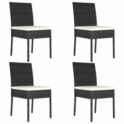 5 Piece Outdoor Dining Set with Cushions Poly Rattan Black
