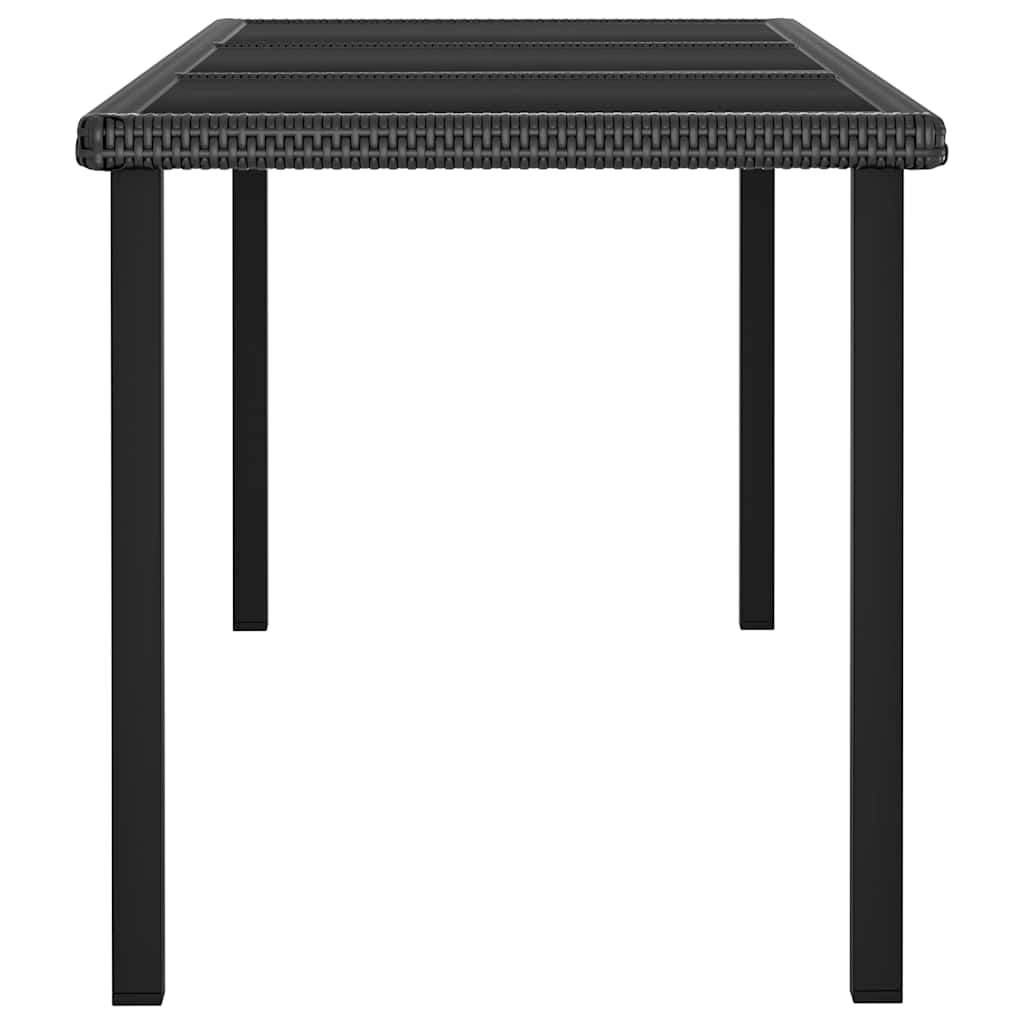 7 Piece Outdoor Dining Set with Cushions Poly Rattan Black