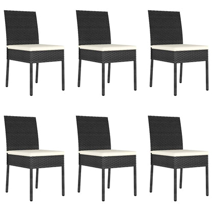 7 Piece Outdoor Dining Set with Cushions Poly Rattan Black