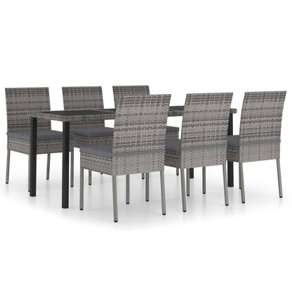 Outdoor Dining Set | Grey and black | Poly rattan | Large