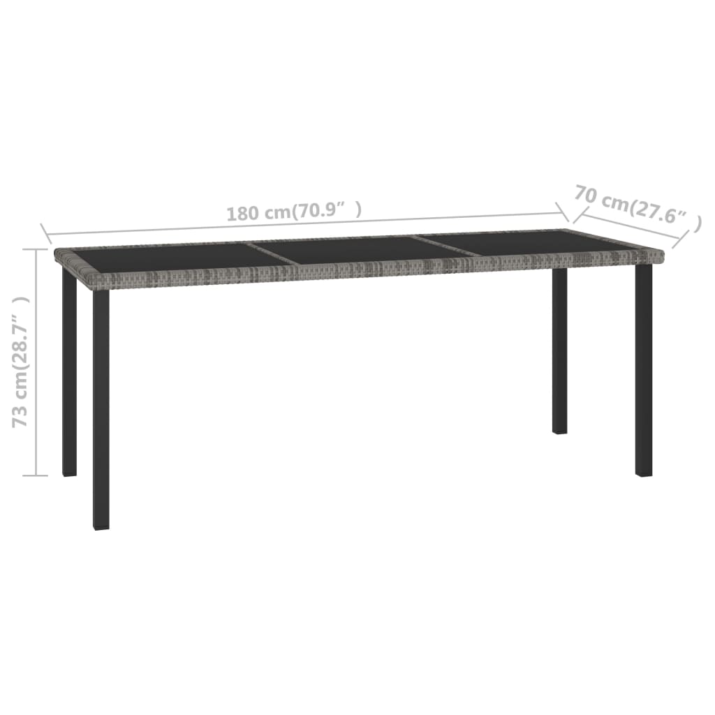 Outdoor Dining Set | Grey and black | Poly rattan | Large