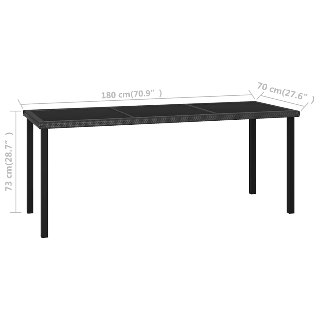 7 Piece Outdoor Dining Set Poly Rattan Black