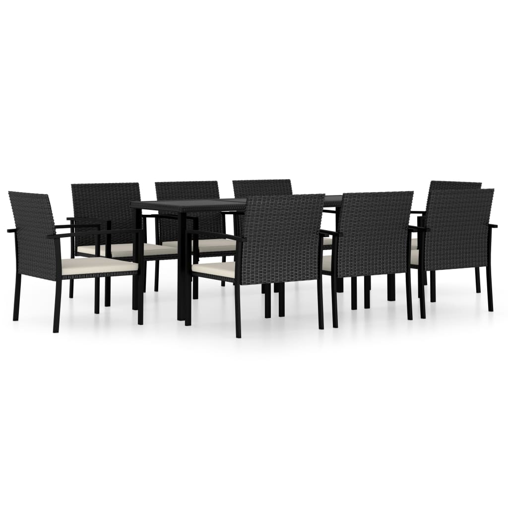 Outdoor Dining Set | Black | Poly rattan | 9 Piece Set | Durable