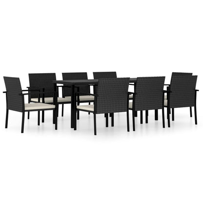 Outdoor Dining Set | Black | Poly rattan | 9 Piece Set | Durable