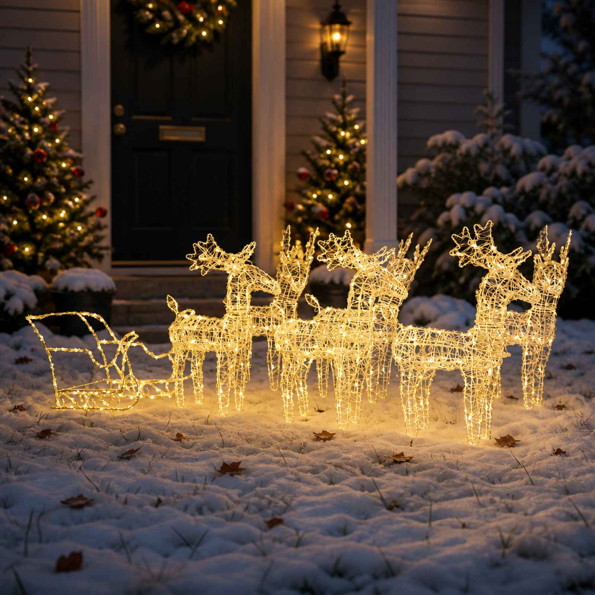 Reindeers & Sleigh Christmas Decoration 320 LEDs Acrylic