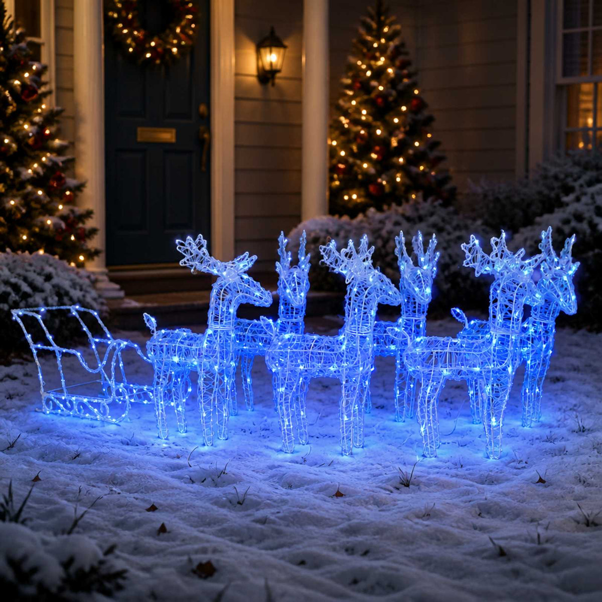 Reindeers & Sleigh Christmas Decoration 320 LEDs Acrylic