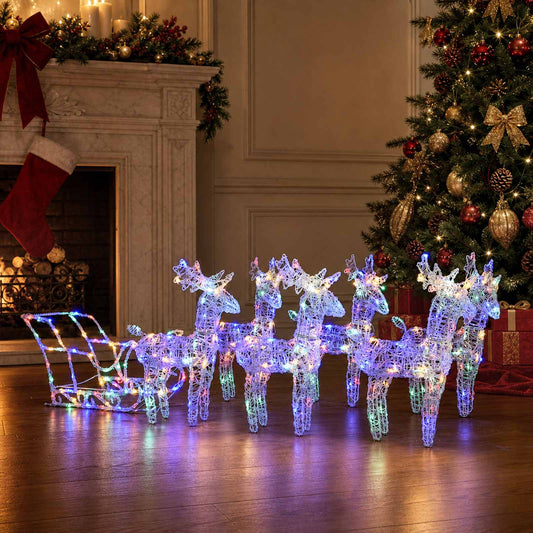 Reindeers & Sleigh Christmas Decoration 320 LEDs Acrylic