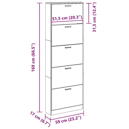 Shoe Cabinet Black 59x17x169 cm Engineered Wood