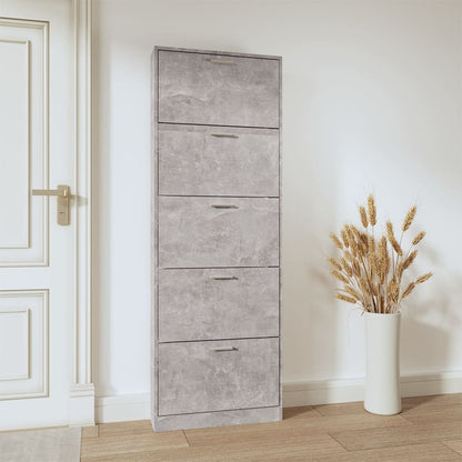 Shoe Cabinet Concrete Grey 59x17x169 cm Engineered Wood