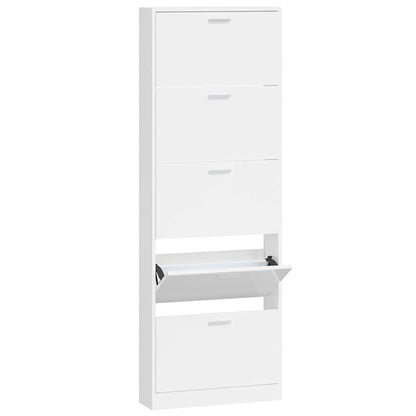 Shoe Cabinet High Gloss White 59x17x169 cm Engineered Wood