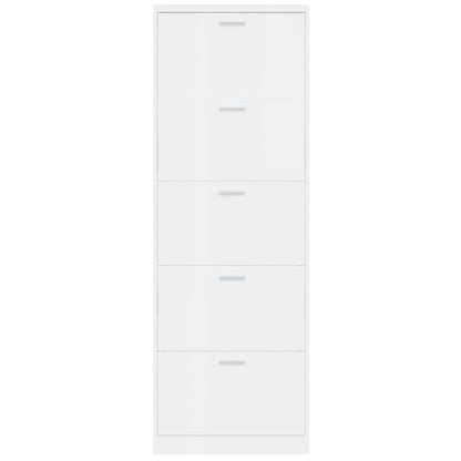 Shoe Cabinet High Gloss White 59x17x169 cm Engineered Wood