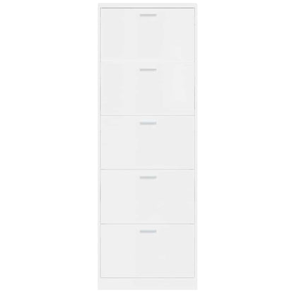 Shoe Cabinet High Gloss White 59x17x169 cm Engineered Wood