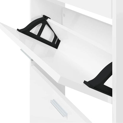 Shoe Cabinet High Gloss White 59x17x169 cm Engineered Wood