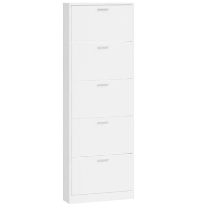 Shoe Cabinet High Gloss White 59x17x169 cm Engineered Wood