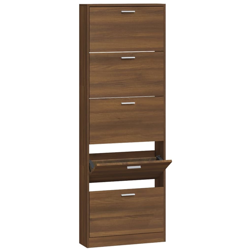 Shoe Cabinet Brown Oak 59x17x169 cm Engineered Wood