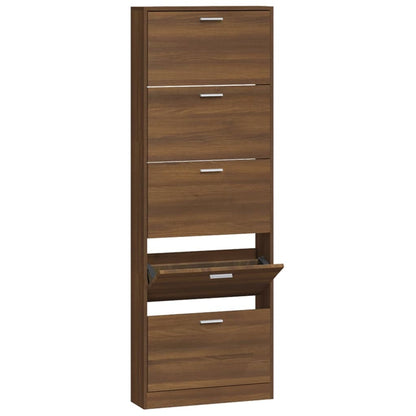 Shoe Cabinet Brown Oak 59x17x169 cm Engineered Wood