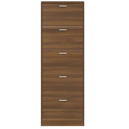 Shoe Cabinet Brown Oak 59x17x169 cm Engineered Wood