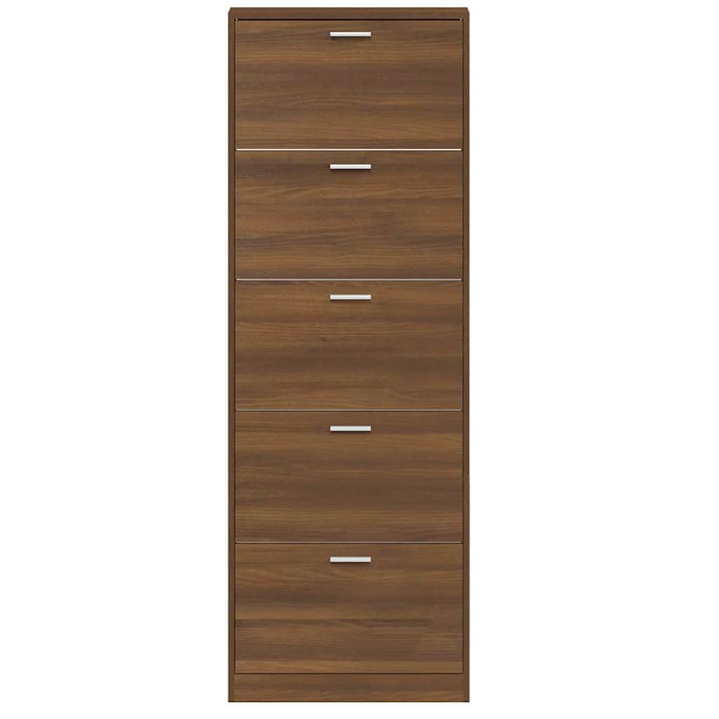 Shoe Cabinet Brown Oak 59x17x169 cm Engineered Wood