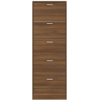 Shoe Cabinet Brown Oak 59x17x169 cm Engineered Wood