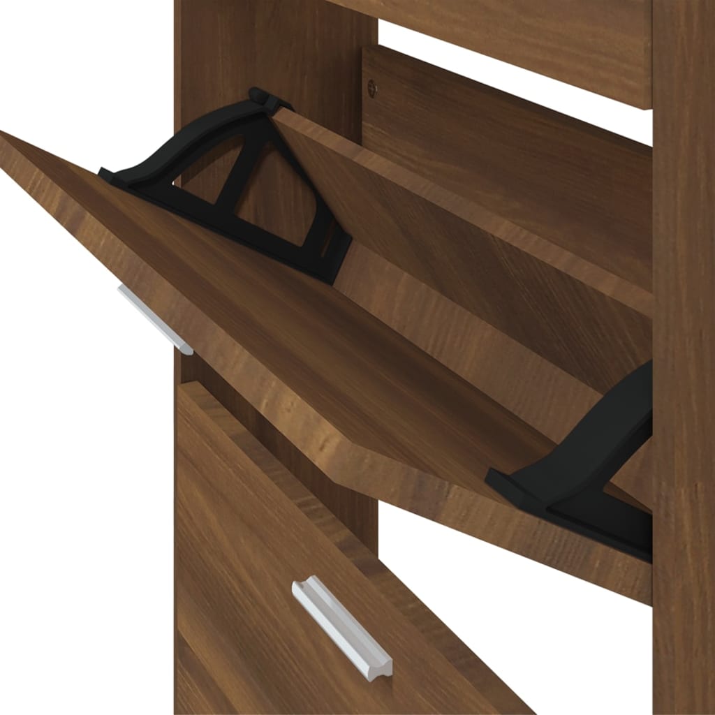 Shoe Cabinet Brown Oak 59x17x169 cm Engineered Wood