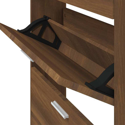 Shoe Cabinet Brown Oak 59x17x169 cm Engineered Wood