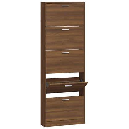 Shoe Cabinet Brown Oak 59x17x169 cm Engineered Wood