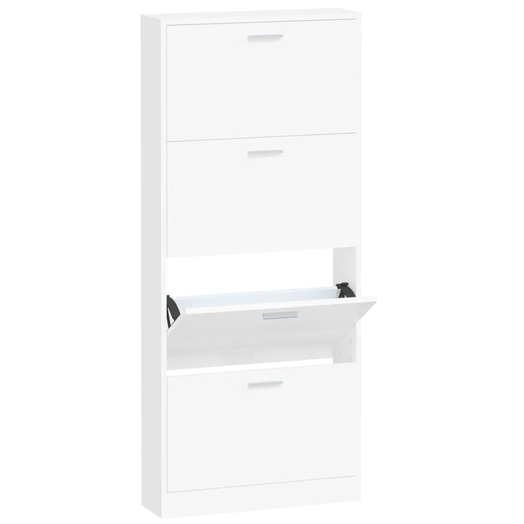 Shoe Cabinet White 59x17x150 cm Engineered Wood