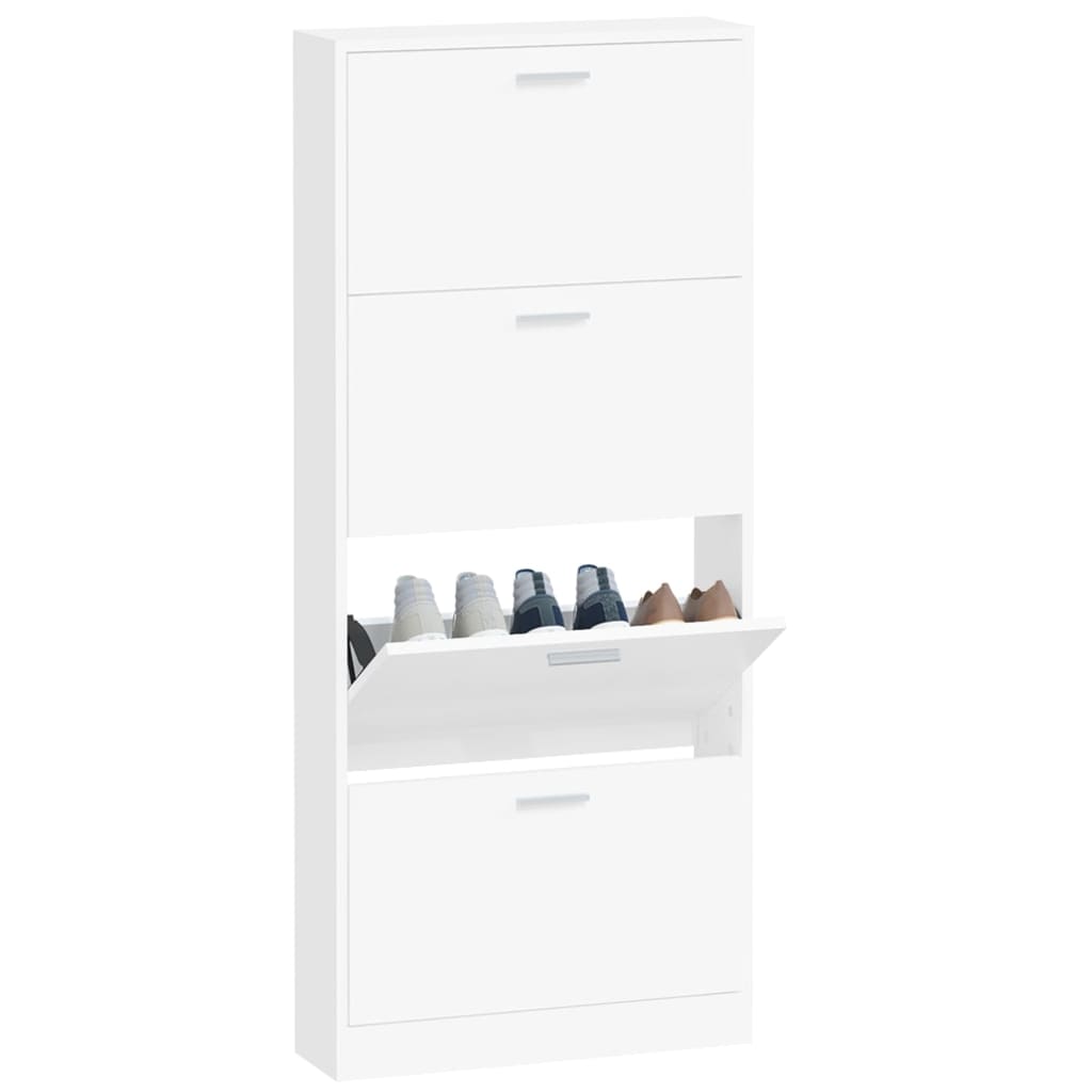 Shoe Cabinet White 59x17x150 cm Engineered Wood