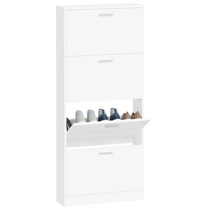 Shoe Cabinet White 59x17x150 cm Engineered Wood