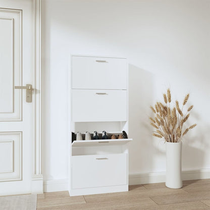 Shoe Cabinet White 59x17x150 cm Engineered Wood
