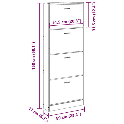 Shoe Cabinet Black 59x17x150 cm Engineered Wood