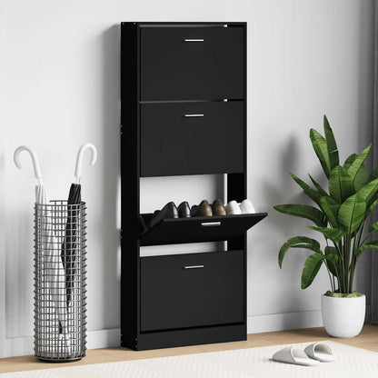 Shoe Cabinet Black 59x17x150 cm Engineered Wood