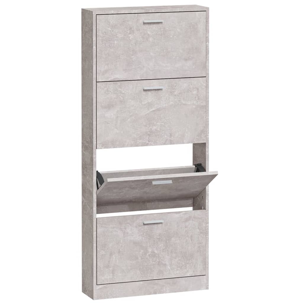 Shoe Cabinet Concrete Grey 59x17x150 cm Engineered Wood