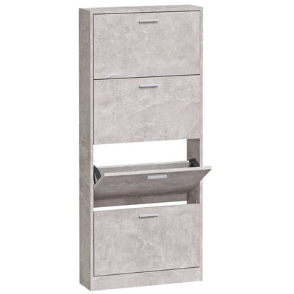 Shoe Cabinet Concrete Grey 59x17x150 cm Engineered Wood
