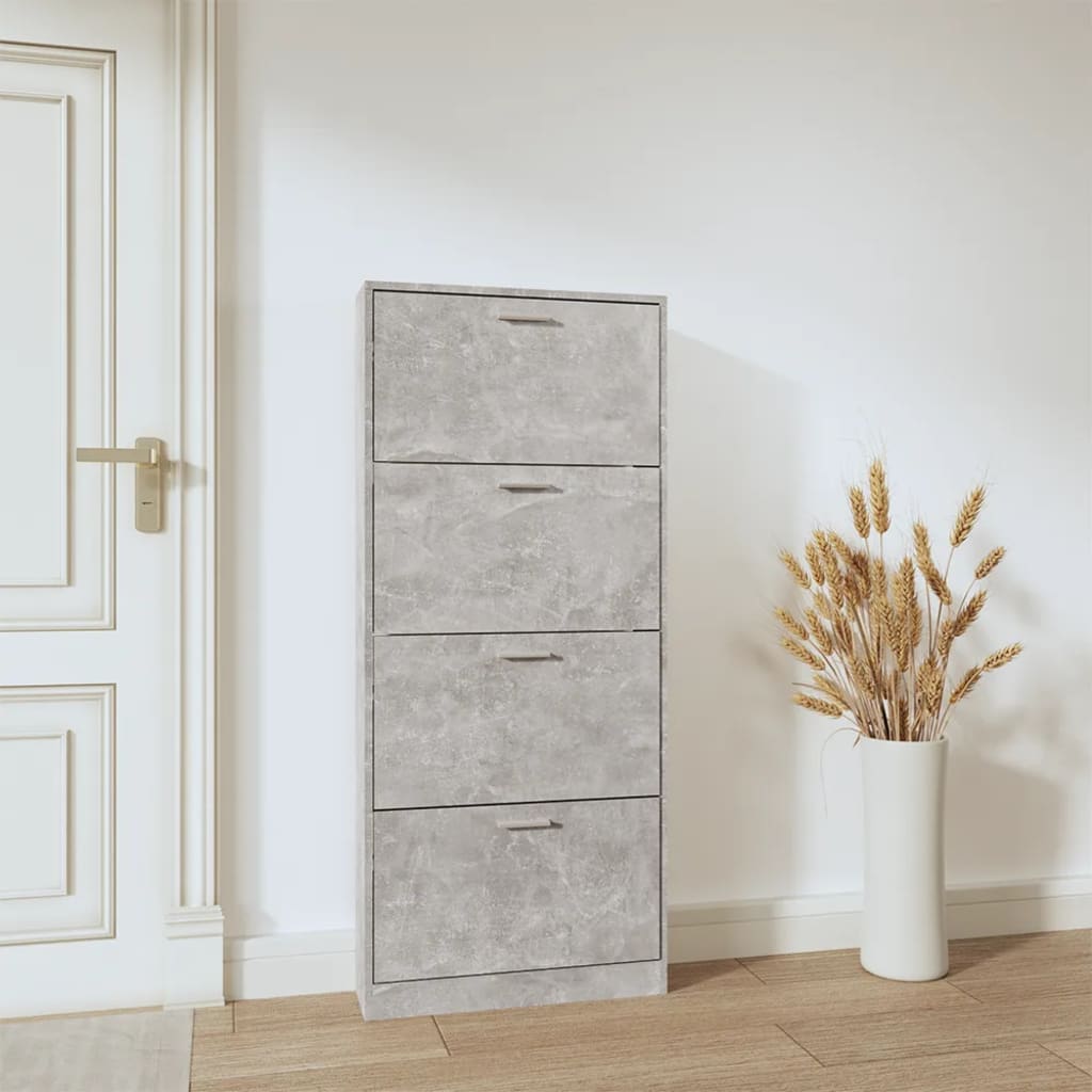 Shoe Cabinet Concrete Grey 59x17x150 cm Engineered Wood