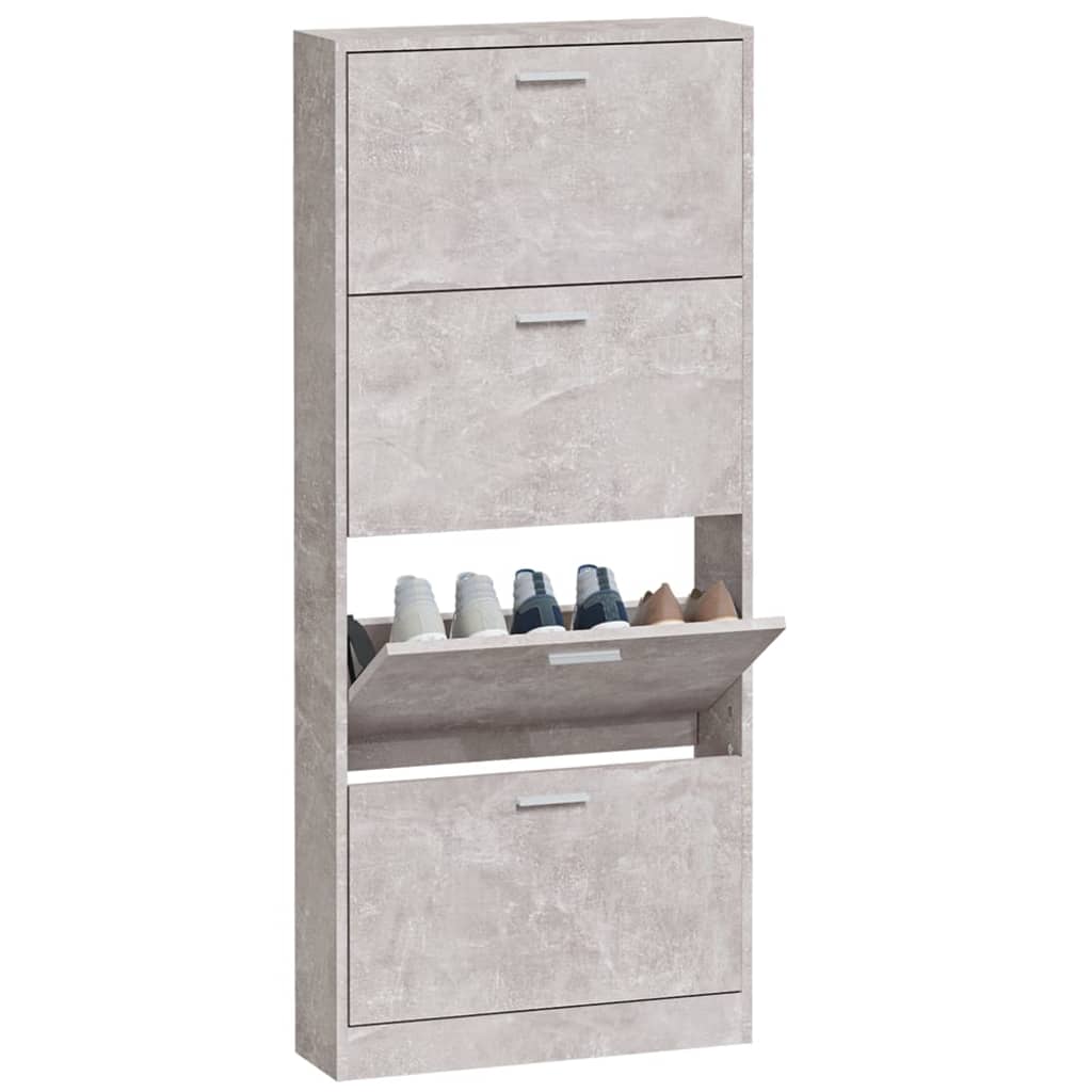 Shoe Cabinet Concrete Grey 59x17x150 cm Engineered Wood