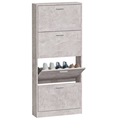 Shoe Cabinet Concrete Grey 59x17x150 cm Engineered Wood