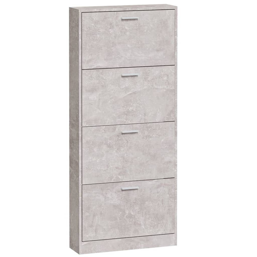 Shoe Cabinet Concrete Grey 59x17x150 cm Engineered Wood