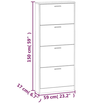 Shoe Cabinet Concrete Grey 59x17x150 cm Engineered Wood