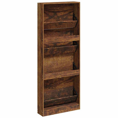 Shoe Cabinet Smoked Oak 59x17x150 cm Engineered Wood