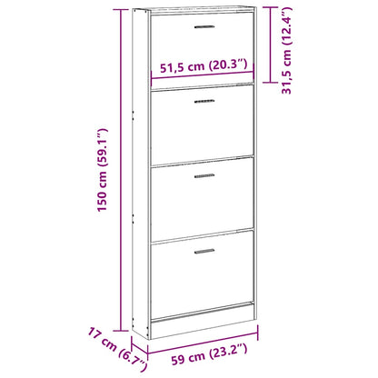 Shoe Cabinet Smoked Oak 59x17x150 cm Engineered Wood
