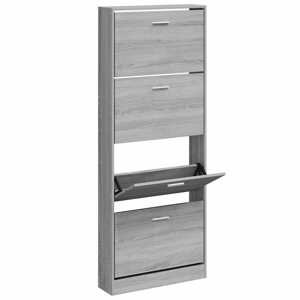 Shoe Cabinet Grey Sonoma 59x17x150 cm Engineered Wood