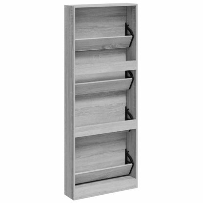 Shoe Cabinet Grey Sonoma 59x17x150 cm Engineered Wood