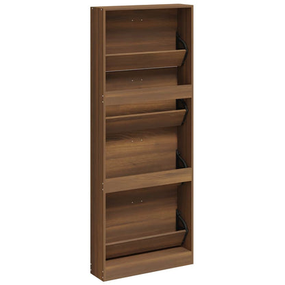 Shoe Cabinet Brown Oak 59x17x150 cm Engineered Wood