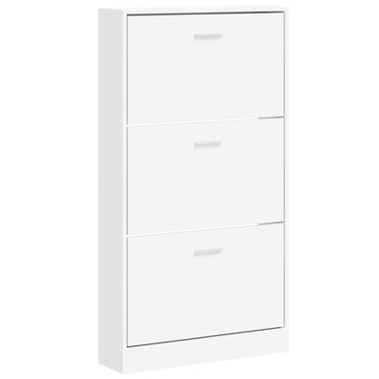 Shoe Cabinet White 59x17x108 cm Engineered Wood