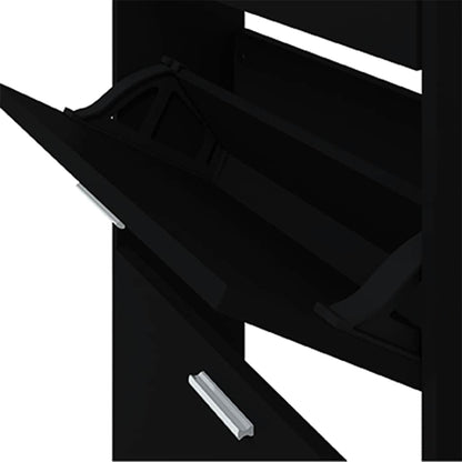 Shoe Cabinet Black 59x17x108 cm Engineered Wood