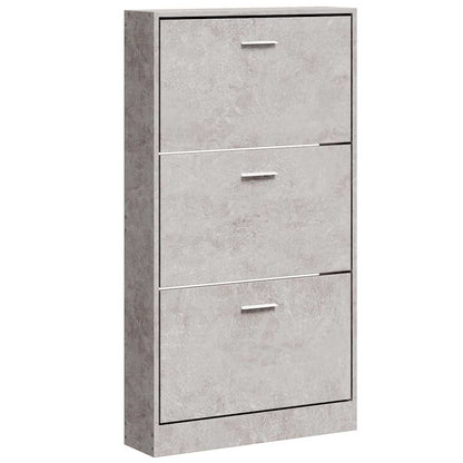 Shoe Cabinet Concrete Grey 59x17x108 cm Engineered Wood
