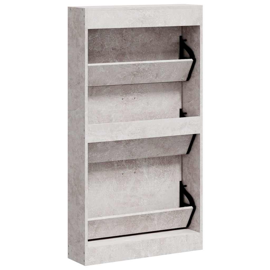 Shoe Cabinet Concrete Grey 59x17x108 cm Engineered Wood