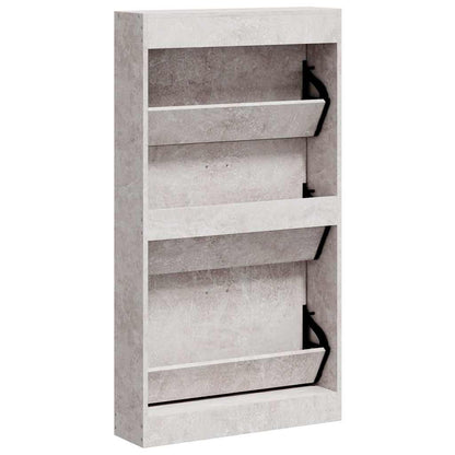 Shoe Cabinet Concrete Grey 59x17x108 cm Engineered Wood