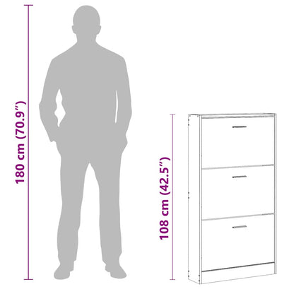 Shoe Cabinet Concrete Grey 59x17x108 cm Engineered Wood